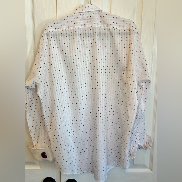 Robert Graham White Button Down Shirt Size 42/L | Burgundy Paisley Cuff Details - Picture 7 of 8